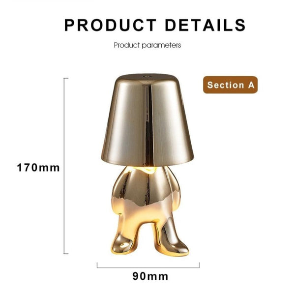 Hotel Lightning Lamp Rechargeable Gold Little Man Table Touch Switch Led Night Lamps