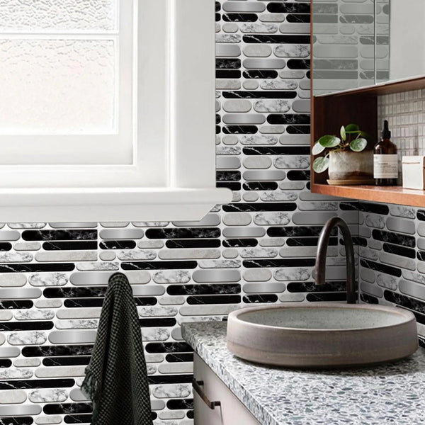 Wallpaper Gray Waterproof Self Adhesive Removable 3D Tile Sticker Wall Stickers