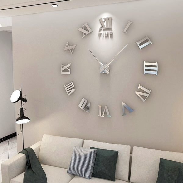 Wall Clock Gold Design 47 Inch 3D Diy Mirror Acrylic Sticker Quartz Wall Clocks