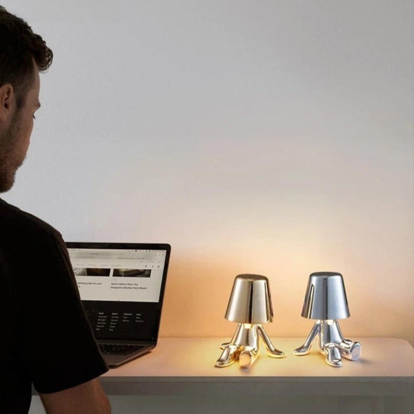 Hotel Lightning Lamp Rechargeable Gold Little Man Standing Table Led Night Lamps