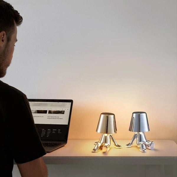 Hotel Lightning Lamp Rechargeable Silver Little Man Table Led Night Lamps