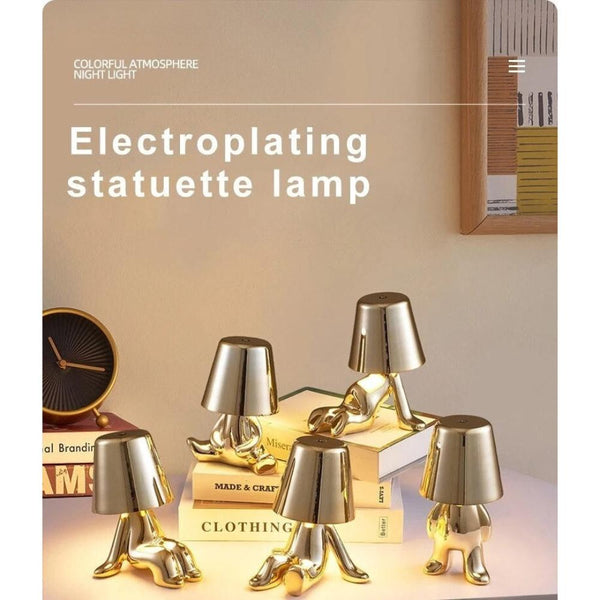 Hotel Lightning Lamp Rechargeable Gold Little Man Table Touch Switch Led Night Lamps