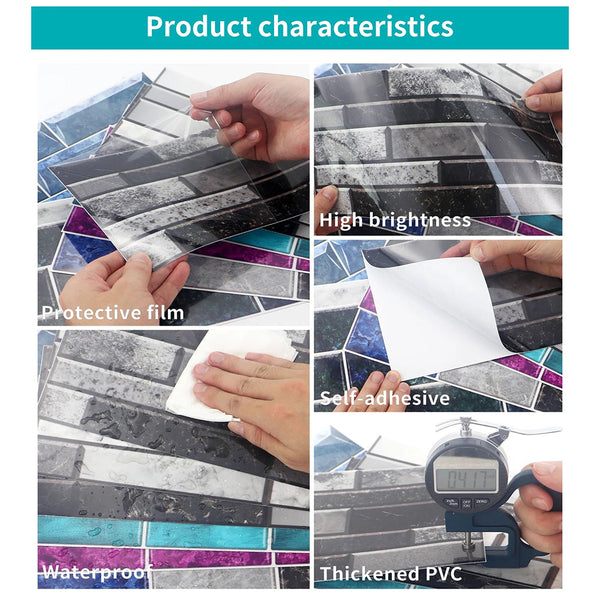 Wallpaper Gray 24 Pieces Waterproof Self Adhesive Removable Tile Sticker Wall Stickers