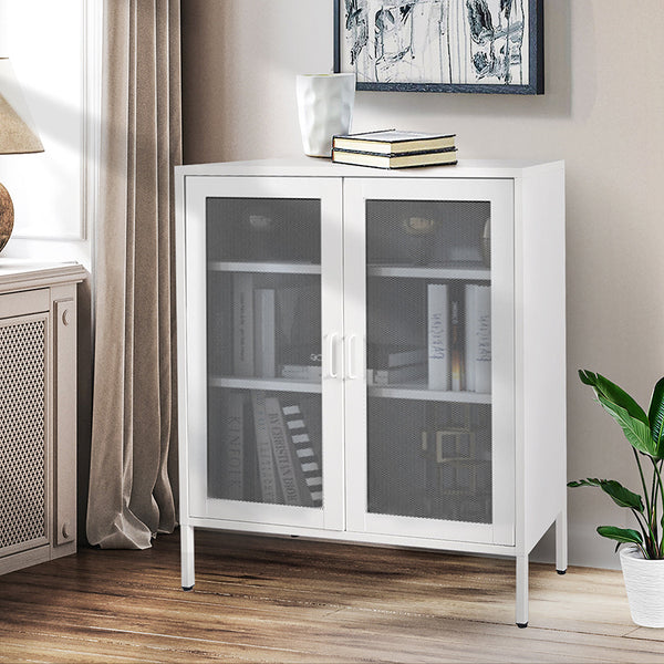 Levede Storage Cabinet Steel Kitchen White Cabinets & Cupboards