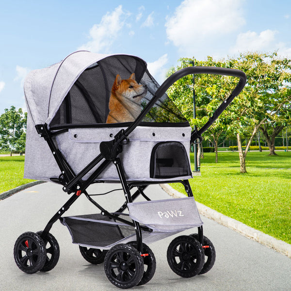 Pawz Pet Stroller Pram Dog Carrier Trailer Grey Dog Strollers