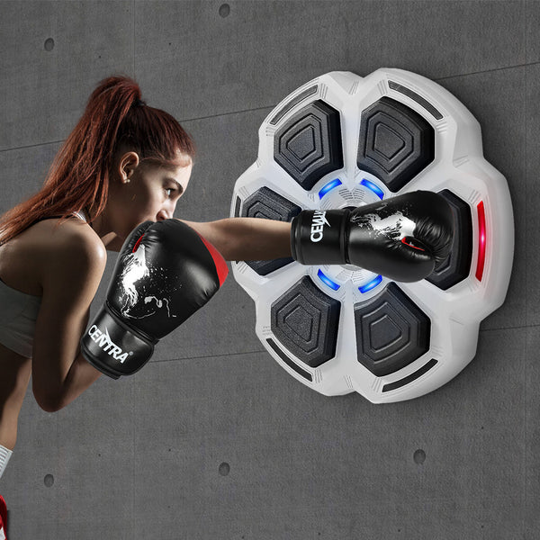 Centra Punching Box With 12Oz Boxing Glove Wall Mounted Smart Music Trainer Grey Punching Bags