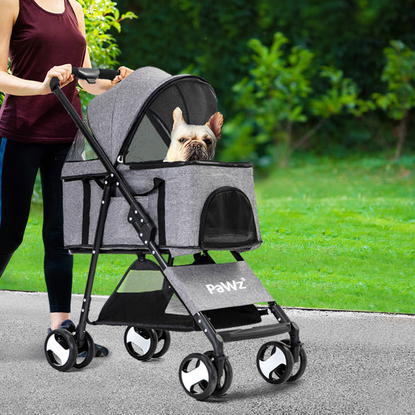 Pawz Large Pet Stroller Dog Cat Travel Grey Comfortable And Convenient For Pets On The Go Dog Strollers