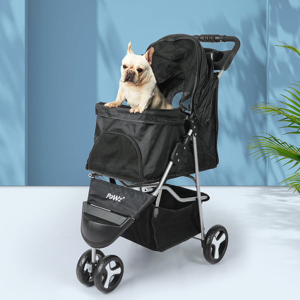 Pawz Large Pet Stroller Dog Cat Carrier Black Dog Strollers