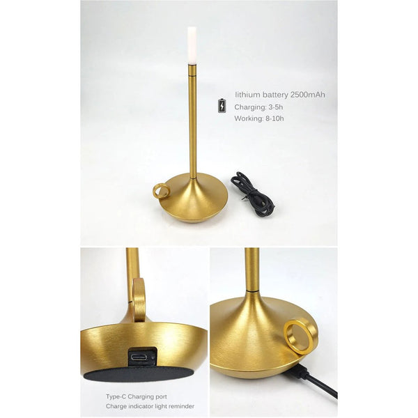 Hotel Lightning Lamp Upgraded Gold Led Bar Table Usb Rechargeable Desk Lamps