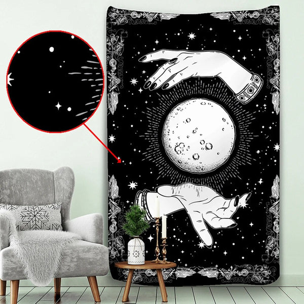 Tapestry Black Hand 150X130 Cm Tarot Card Psychedelic Scene Art Decoration Tapestries