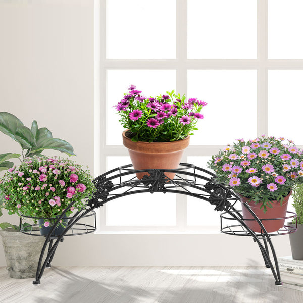2X Plant Stand Outdoor Indoor Metal Black Plant Stands