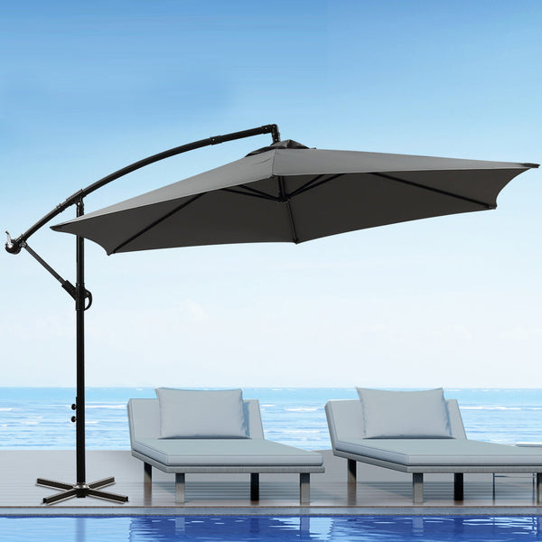 Mountview 3M Cantilever Outdoor Umbrella Grey Stylish Shade For Patio And Garden Spaces Patio Umbrellas