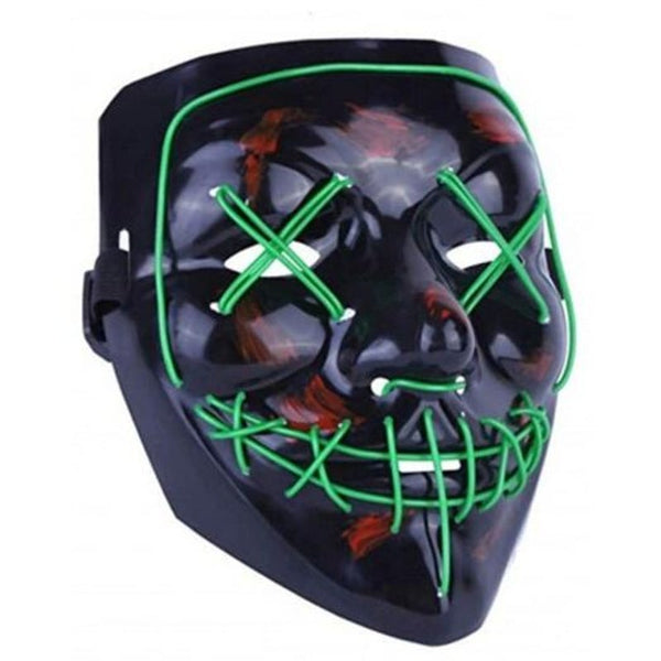 Light Up Led Mask Halloween Scary Costume For Men Women Kids Green Masks