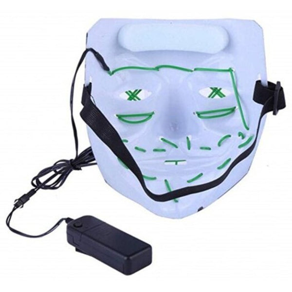 Light Up Led Mask Halloween Scary Costume For Men Women Kids Green Masks