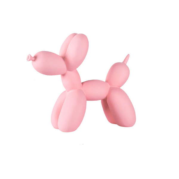 Light Pink Modern Resin Balloon Dog Sculpture Playful Art Figurine With Golden Snout Accent Sculptures & Figurines