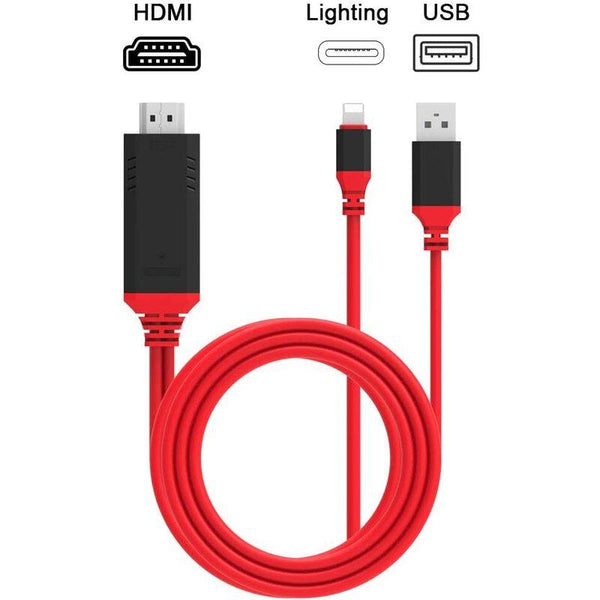 Lightning To Hdmi Cable Is Compatible With Iphone X / 8 7 6 Plus Ipad Ipod Itouch 1080P High Speed Video Av Connector Conversion Hdtv Adapter Plug Pla