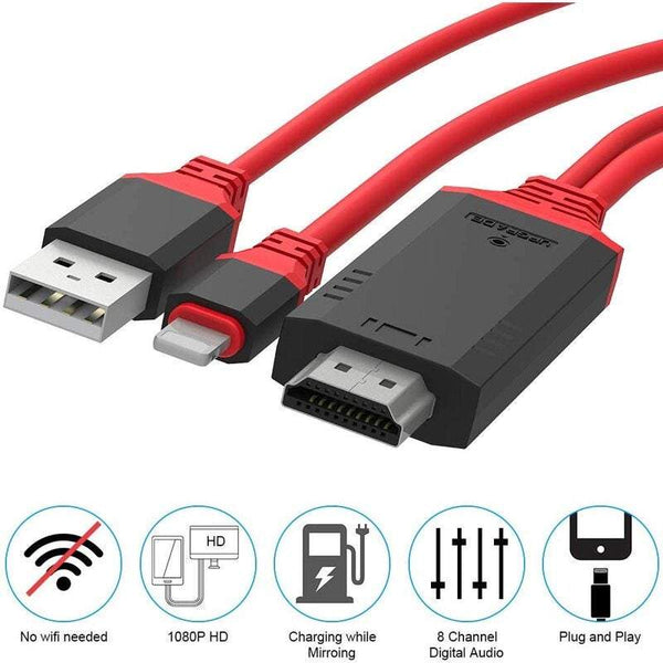 Lightning To Hdmi Cable Is Compatible With Iphone X / 8 7 6 Plus Ipad Ipod Itouch 1080P High Speed Video Av Connector Conversion Hdtv Adapter Plug Pla