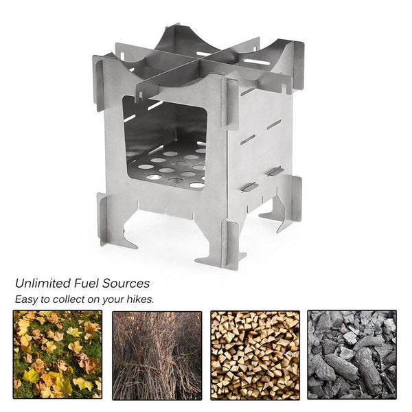 Lightweight Titanium Folding Wood Stove Sliver Camping Stoves