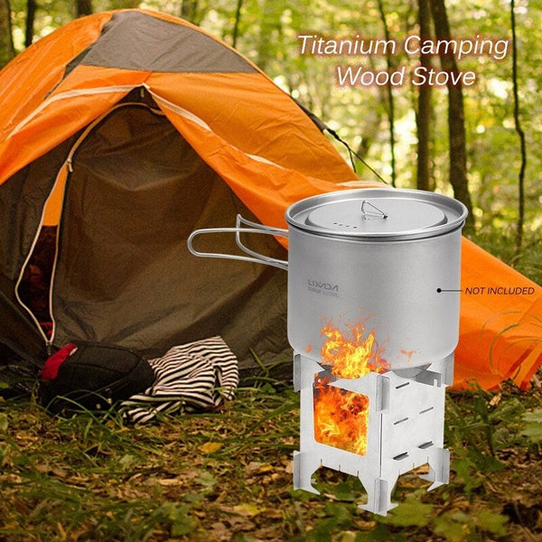 Lightweight Titanium Folding Wood Stove Sliver Camping Stoves