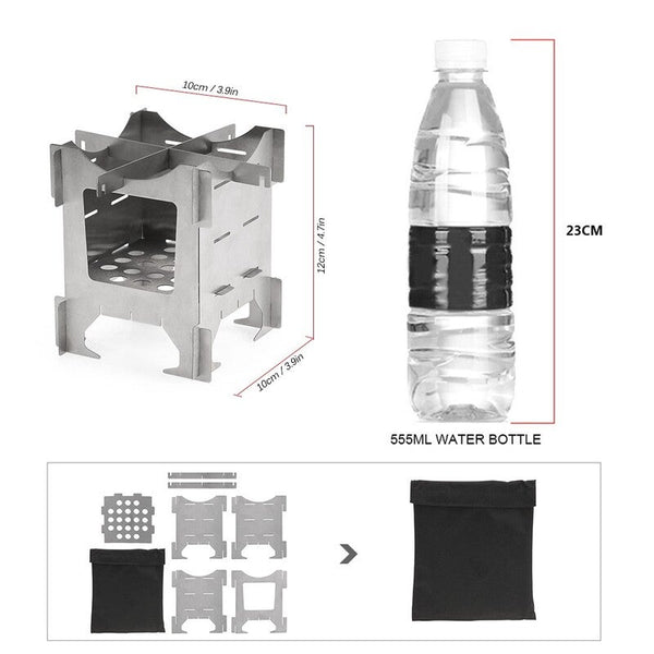 Lightweight Titanium Folding Wood Stove Sliver Camping Stoves