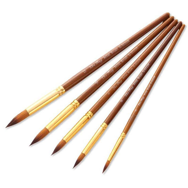 5Pcs Paint Brushes Round Nylon Hair Watercolor Paintbrushes Set Artists Brushes