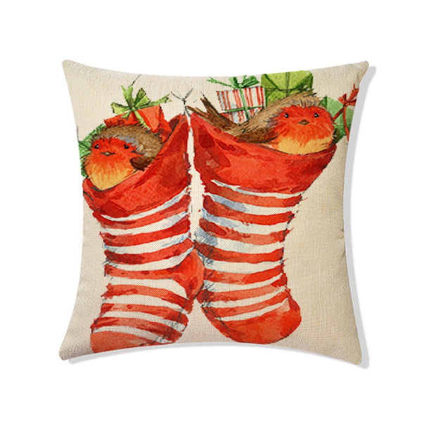 Linen Print Christmas Pillowcase Living Room Sofa Home Bedroom Decoration Cushion Cover Cushion Covers