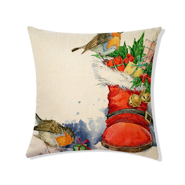 Linen Print Christmas Pillowcase Living Room Sofa Home Bedroom Decoration Cushion Cover Cushion Covers