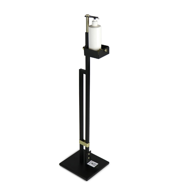 Lirash Touch Free Hand Sanitiser Dispenser Station Floor Stand Foot Operated - Gold Black