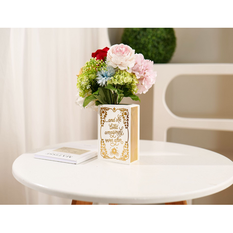 Literary Book Vase Ceramic Planter Desk Organiser Home Decor Golden Vases