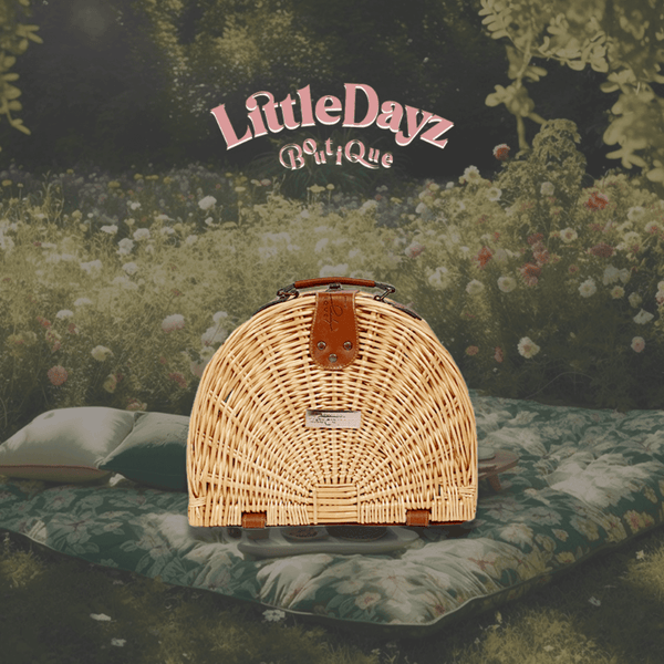 Little Dayz Boutique Handmade Semi Round Picnic Basket For Outdoor Dining Picnic Baskets & Backpacks