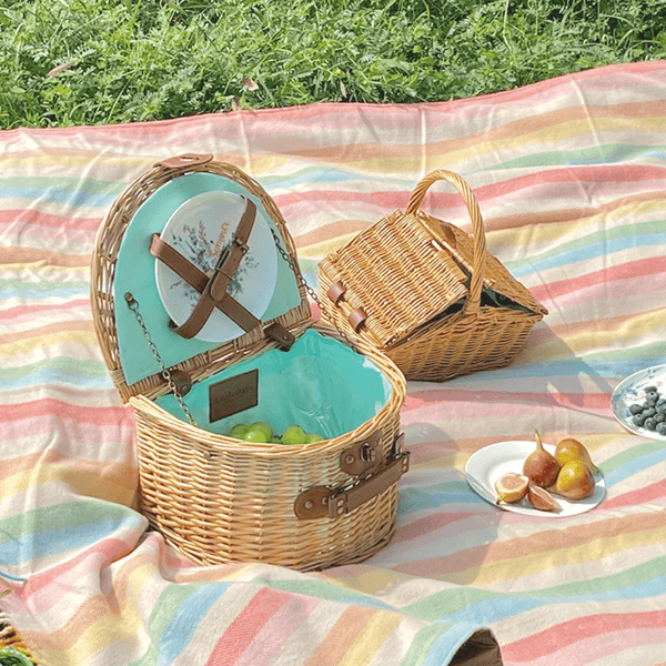 Little Dayz Boutique Handmade Semi Round Picnic Basket For Outdoor Dining Picnic Baskets & Backpacks