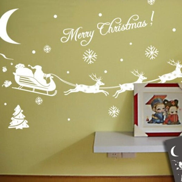 Little Deer Santa Shop Christmas Window Sticker For Decoration White