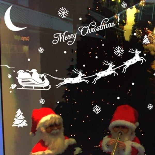 Little Deer Santa Shop Christmas Sticker For Decoration White Seasonal Decorations