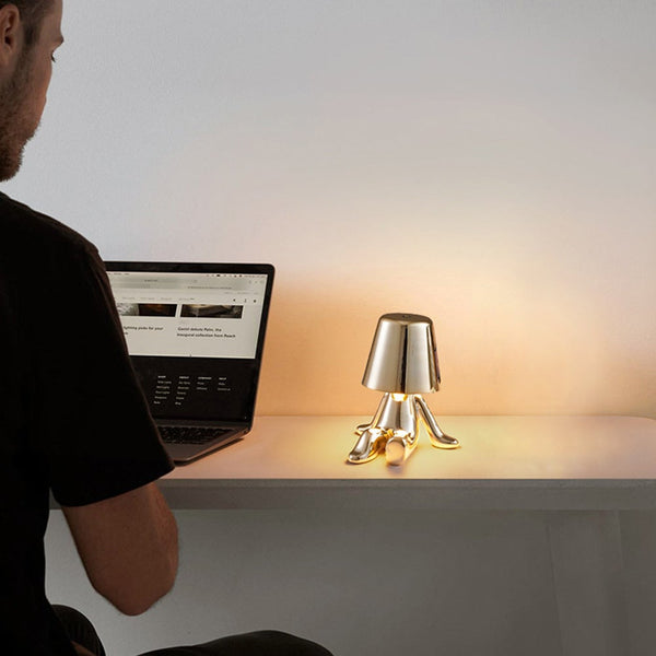 Little Man Table Lamp Thinker Led Night Light Coffee Bar Bedroom Room Decor Gift