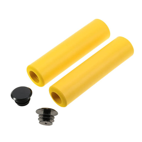 Lixada 1Pair Bicycle Handlebar Grips Silicone Foam Bar End Casing With Caps Yellow