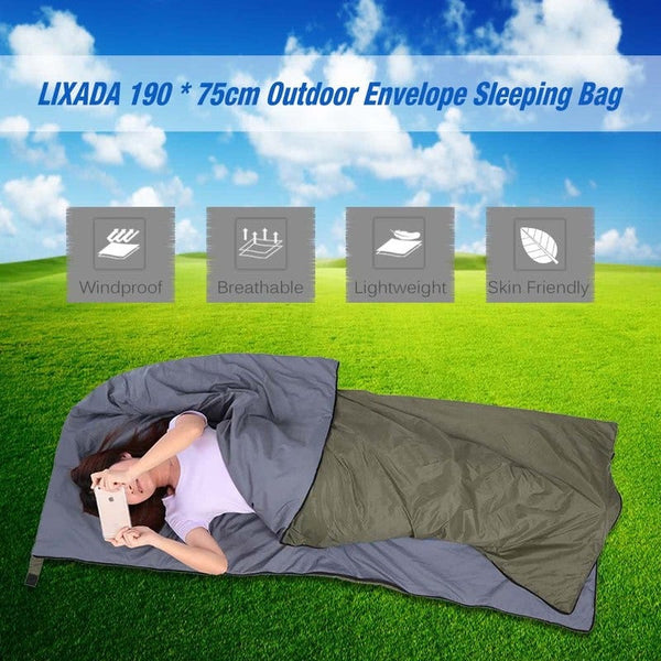 Lixada Outdoor Envelope Sleeping Bag Army Green