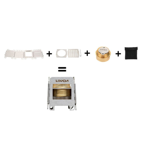 Lixada Stainless Steel Lightweight Folding Wood Stove Pocket Outdoor Camping Cooking Picnic Backpacking With Backup Alcohol Burner Camping Stoves