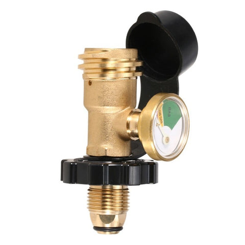 Lixada Propane Tank Adapter Solid Brass Regulator Valve Safety Pol Convert To Qcc1 Type1 Hose With Gauge Indicator Barbecue Tools