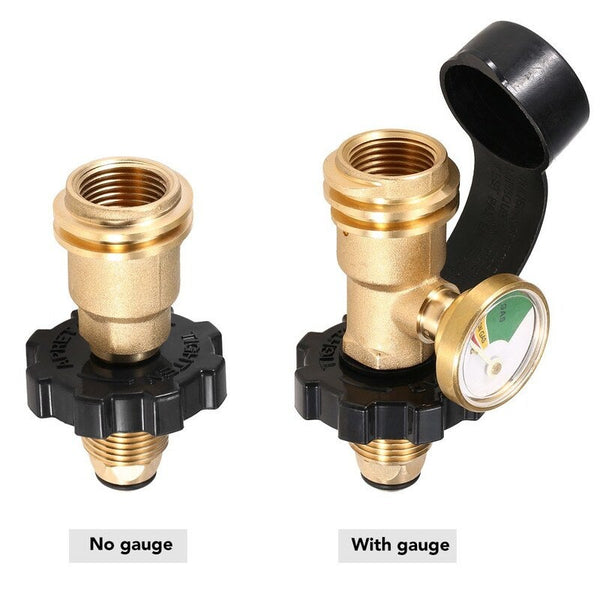 Lixada Propane Tank Adapter Solid Brass Regulator Valve Safety Pol Convert To Qcc1 Type1 Hose With Gauge Indicator Barbecue Tools