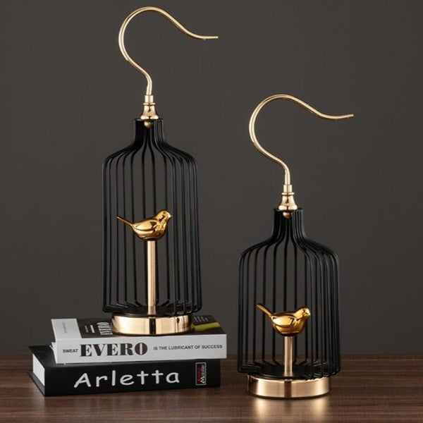 52 Centimetre Golden Handle Birdcage Tabletop Home Decor Sculptures Figurines Sculptures & Figurines
