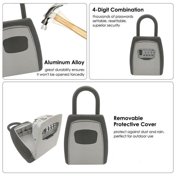Lock Outdoor Key Safe Box Keys Storage Grey Key Safes Boxes & Hideaways