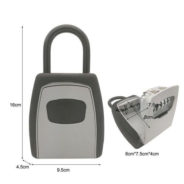 Lock Outdoor Key Safe Box Keys Storage Grey