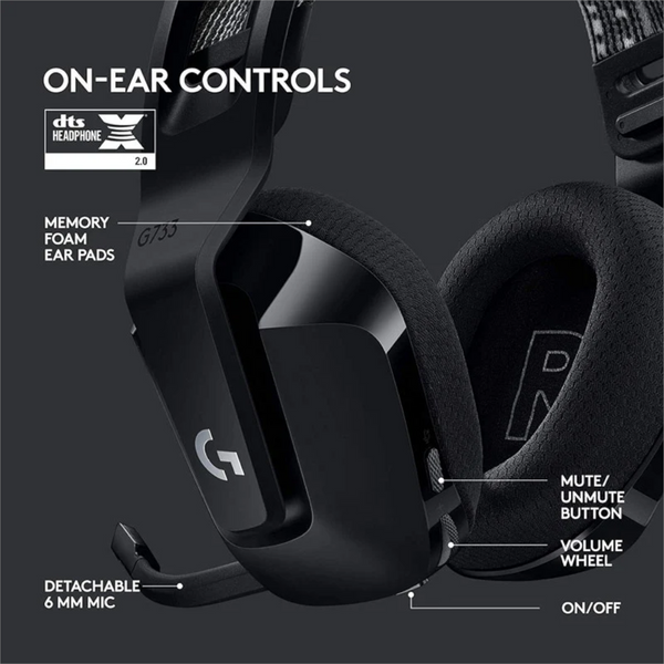 Logitech G733 Lightspeed Wireless Rgb Gaming Headset Black Usb Frequency Response: 20 Hz Khz Detchable Cardioid Unidirectional Microphone Headsets