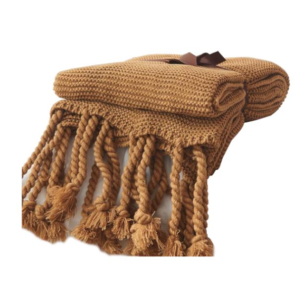 Long Tassel Knitted Blanket Throw Blankets