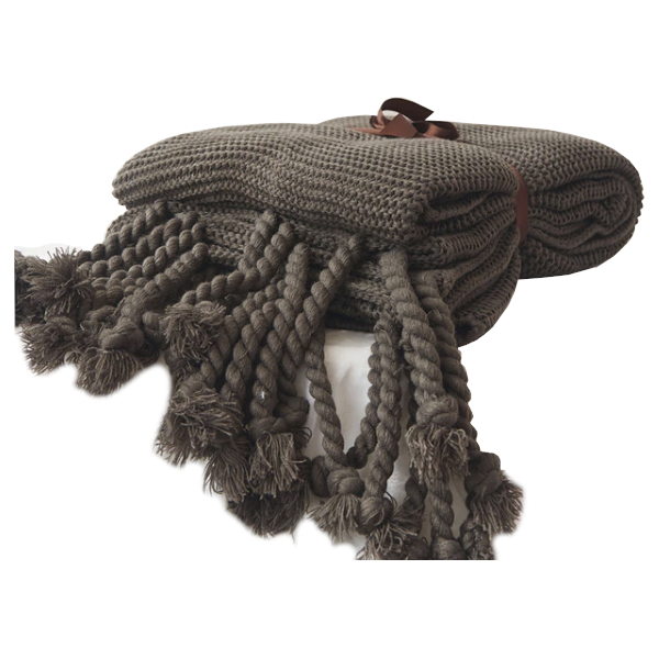 Long Tassel Knitted Blanket Throw Blankets