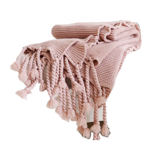 Long Tassel Knitted Blanket Throw Blankets