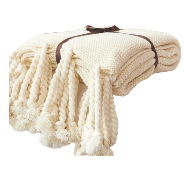 Long Tassel Knitted Blanket Throw Blankets