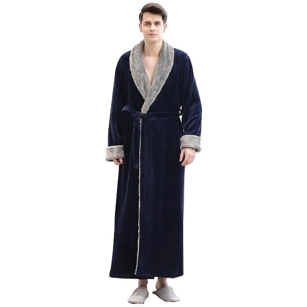 Long Warm Coral Fleece Plush Soft Winter Dressing Gown Men Women Sleepwear & Robes