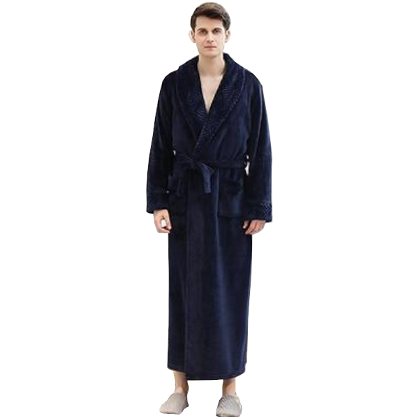 Long Warm Coral Fleece Plush Soft Winter Dressing Gown Men Women Sleepwear & Robes
