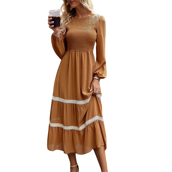 Women Long Sleeve Dress Temperament Elegant Skirt Dresses